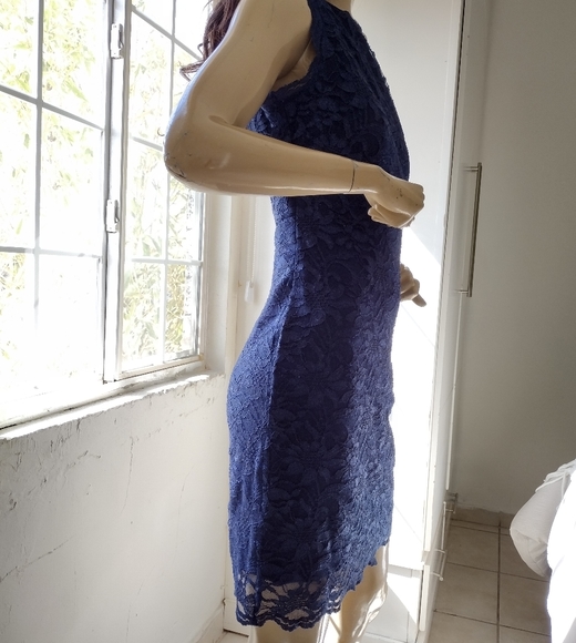 ROZ & ALI Lace Navy Blue Cocktail Dress - Picture 4 of 7